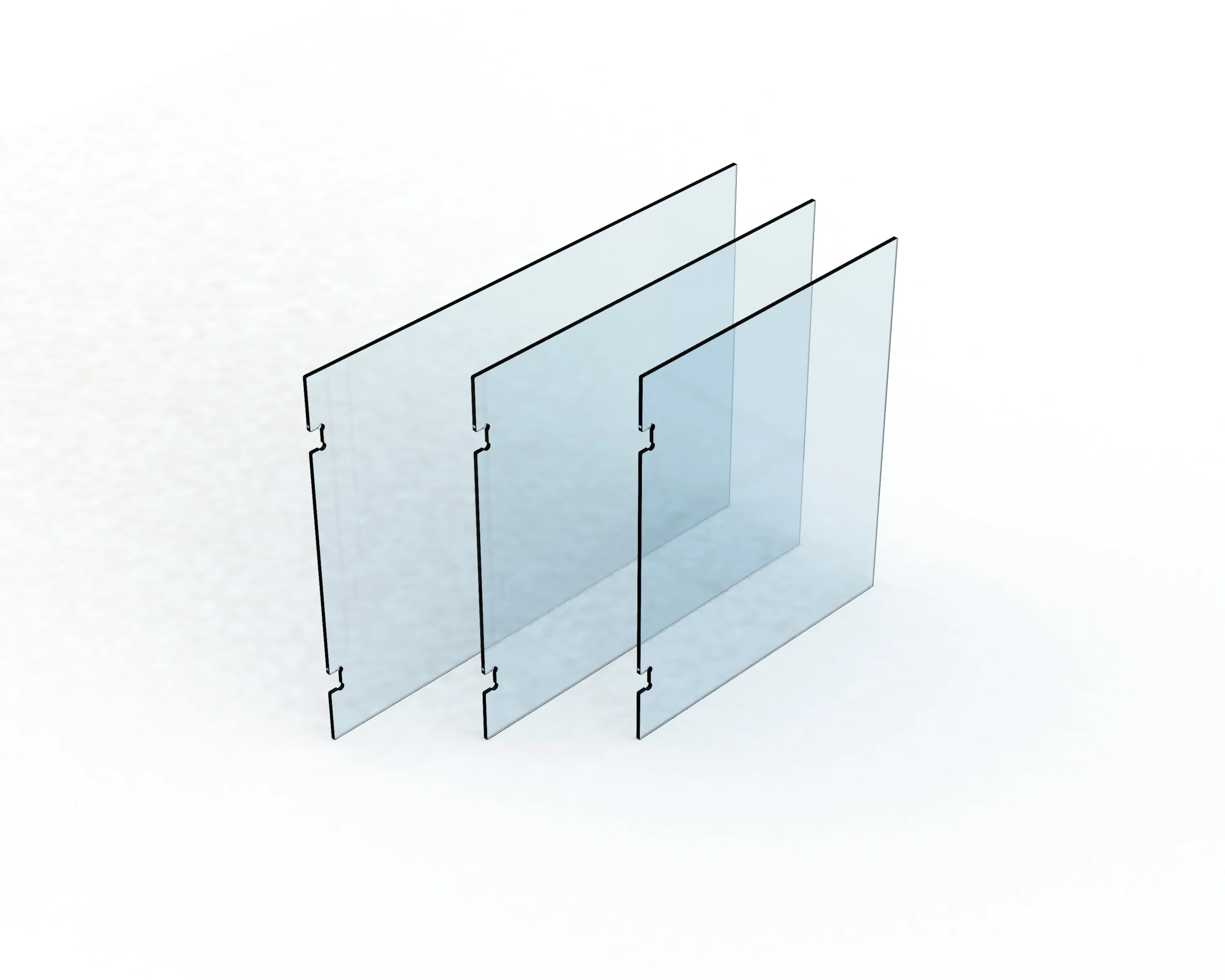 5 12mm CLEAR TOUGHENED HINGE PANELS CUT OUTS 1200mm HIGH