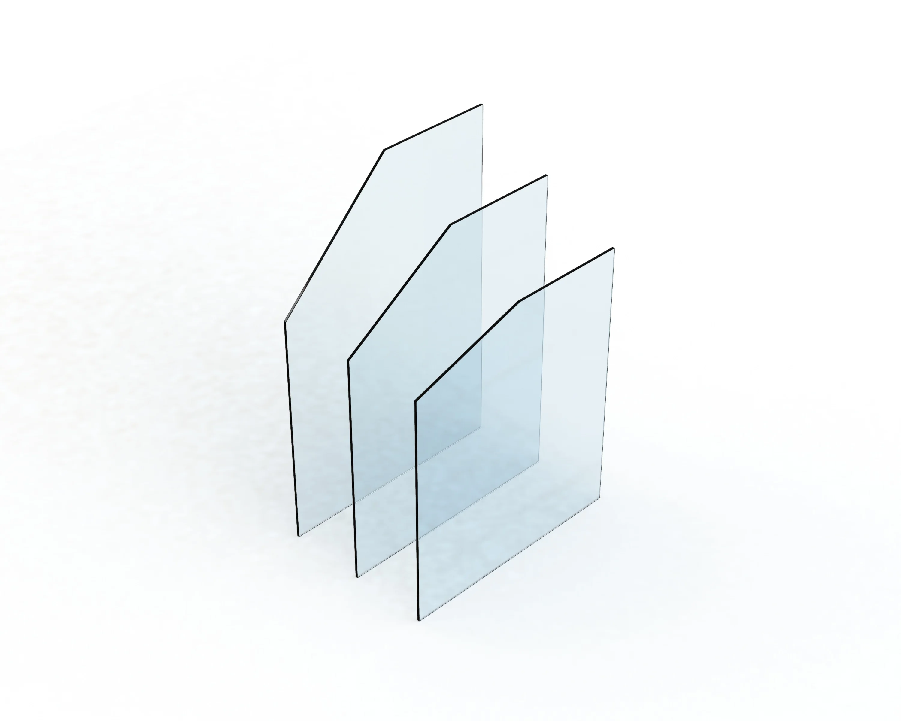 8 12mm CLEAR TOUGHENED RAKED PANELS 1200mm WIDE