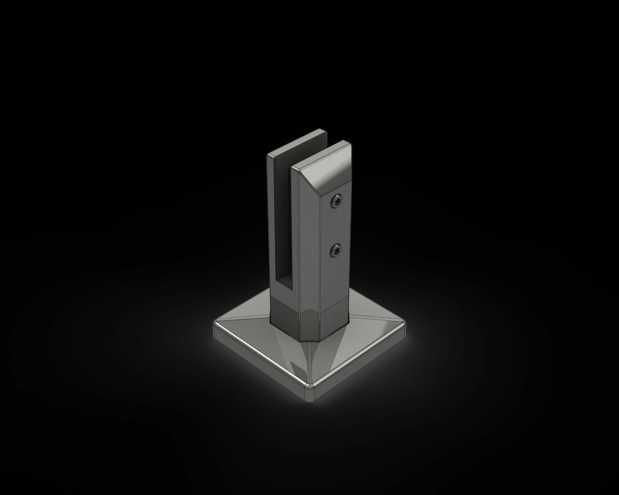 160mm Insulated Square Base Plated Spigot for 12mm Glass with Adjustable Insert