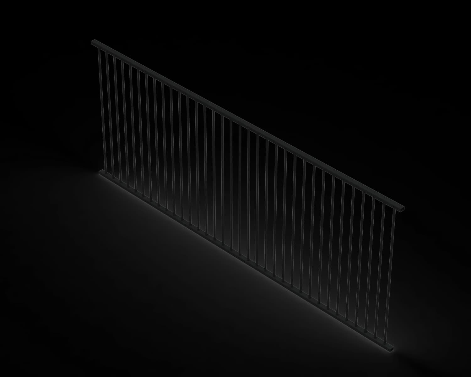 Aluminium Flat Top Tubular Pool Fence Panel - 1200 x 3000mm - 38x25mm RHS Frame with 16mm Diameter Round Tubes