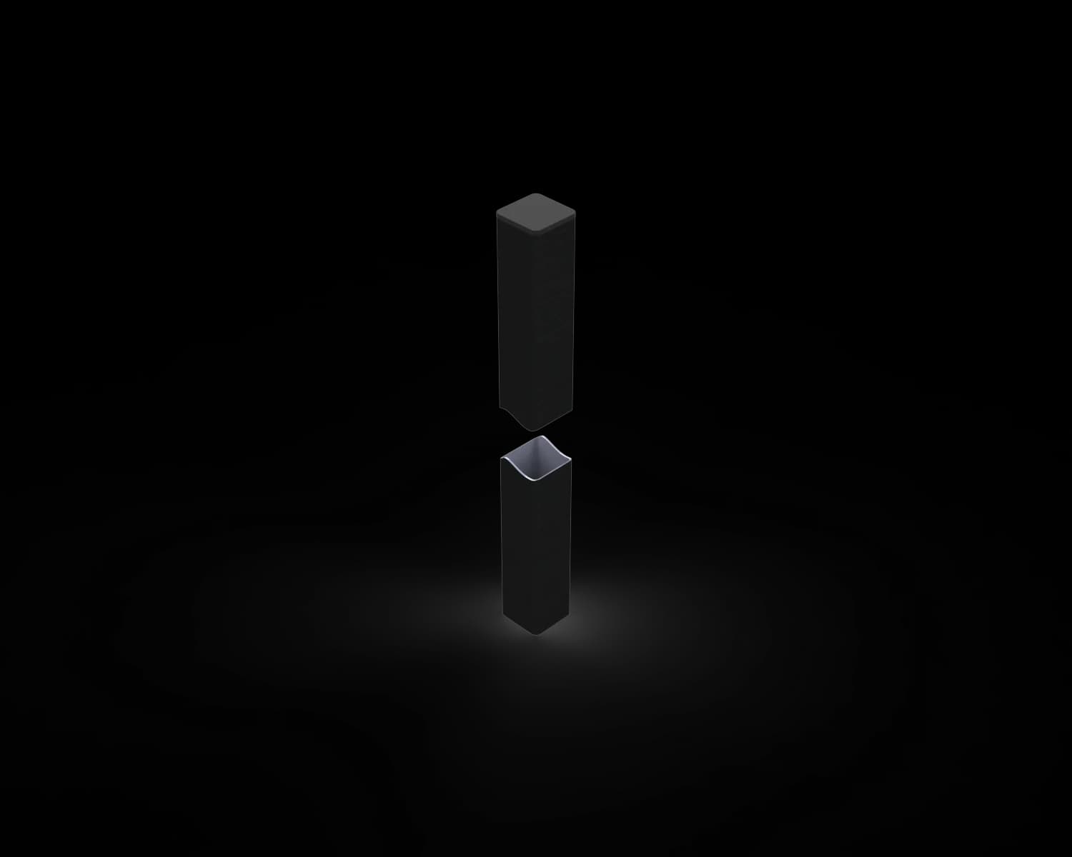 Aluminium 50x50x2mm SHS Post (Radius Edge) 2100mm (includes black plastic cap)