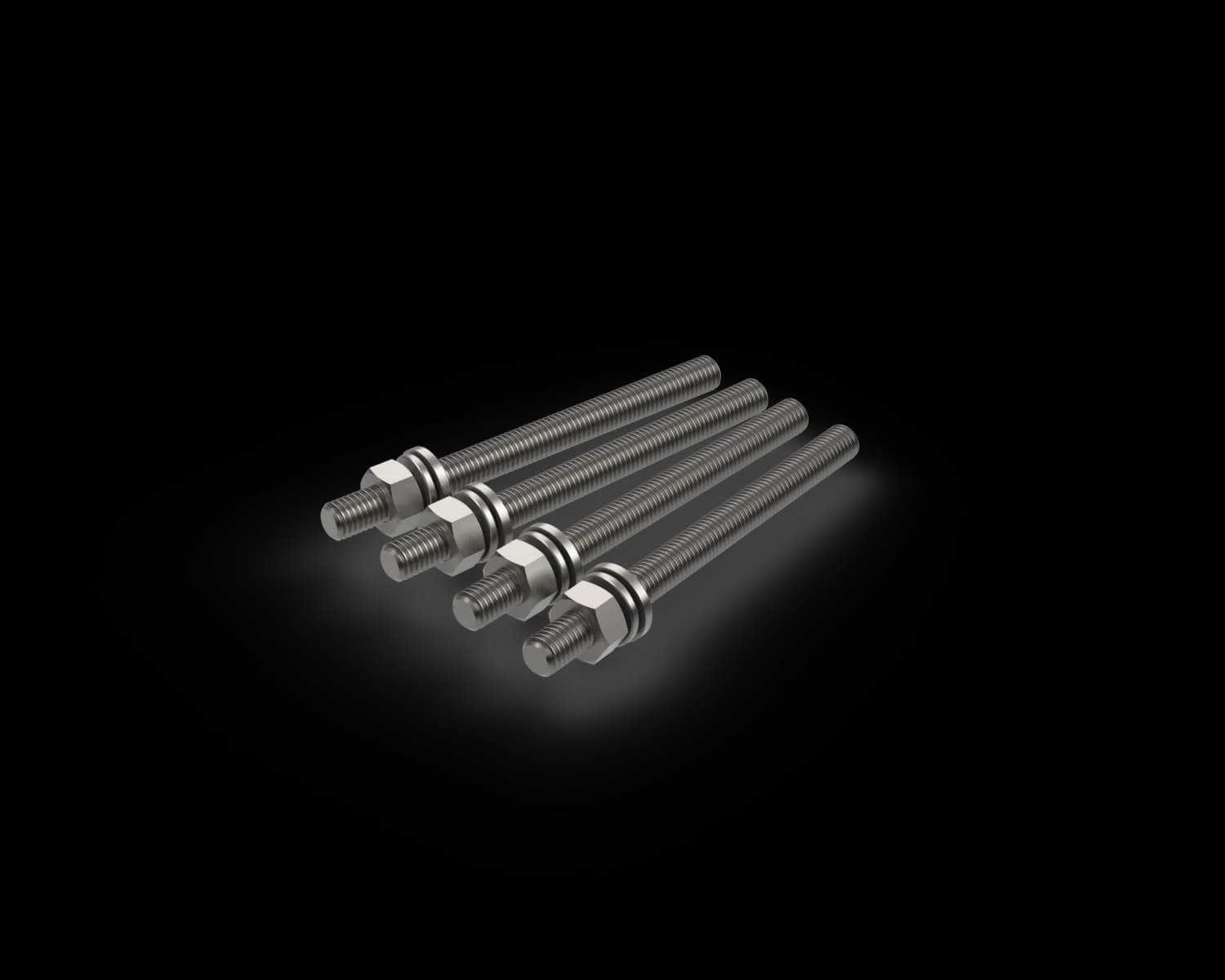 M8 Concrete Fixing Pack - 4 x M8 100mm long threaded rod, 4 x M8 flat washers, 4 x M8 spring washers, 4 x hex nuts - SS304