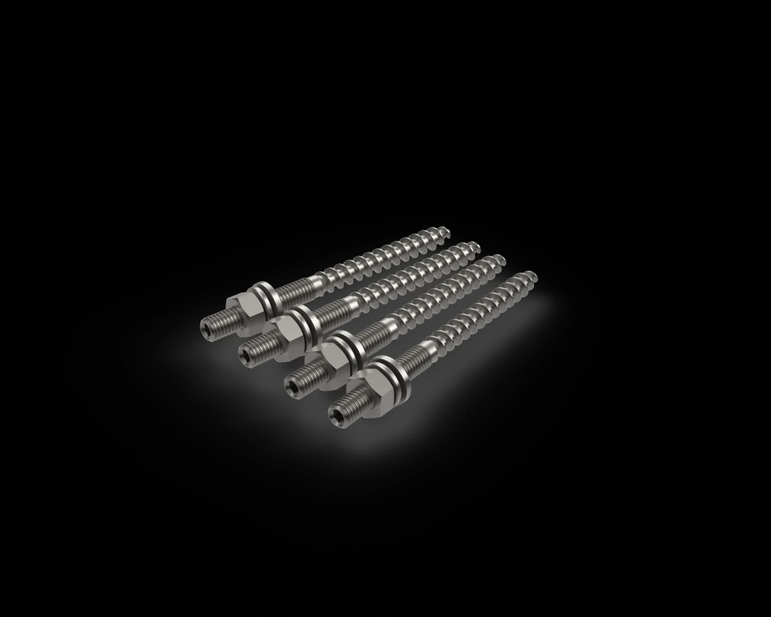 M8 Timber Fixing Pack - 4 x M8 100mm long lag screw, 4 x M8 flat washers, 4 x M8 spring washers, 4 x hex nuts - SS304