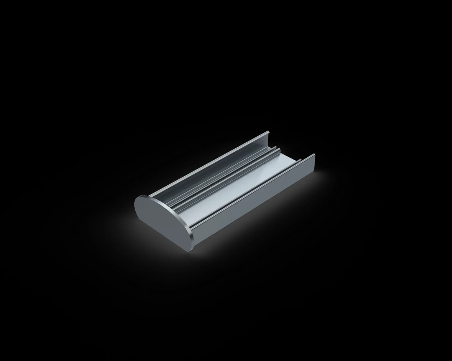Alguard Ellipse Welded End Cap (Welded to 150mm of Flat Undercap) - 68x30x150mm - MILL FINISH